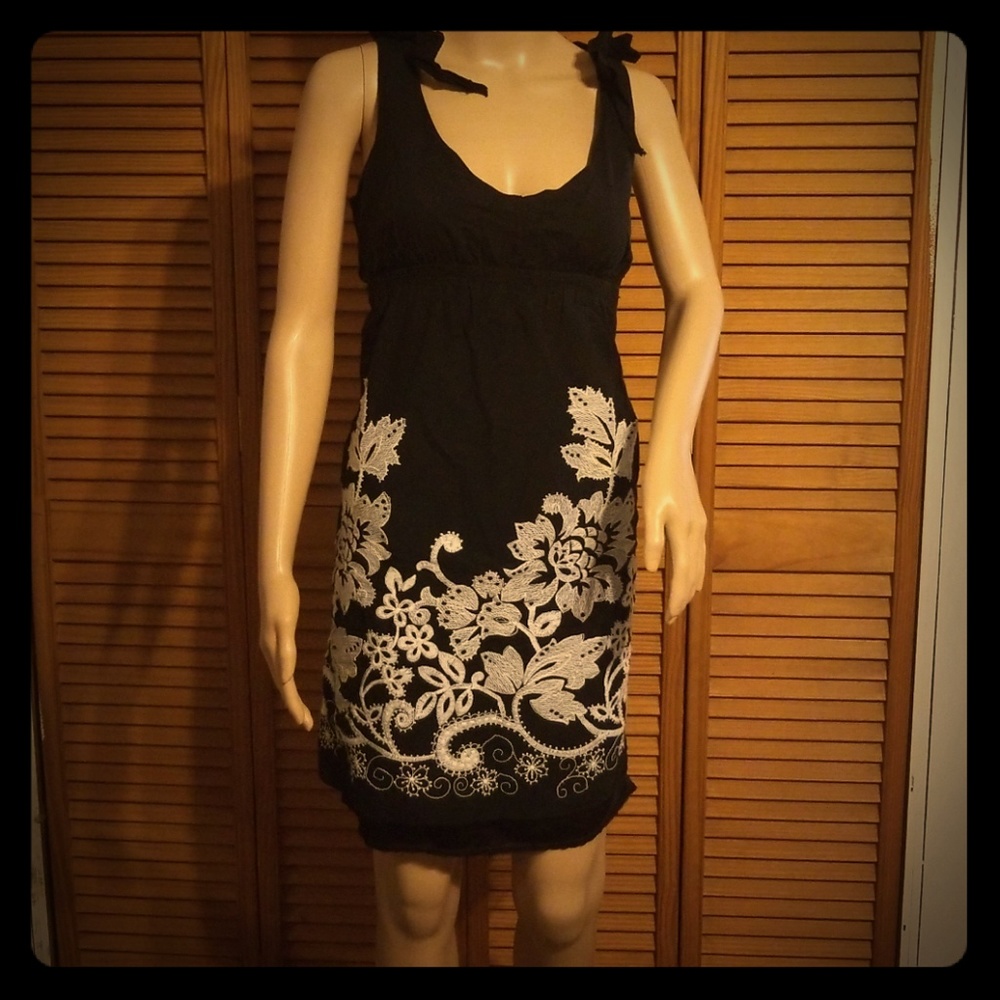 Embroidered little black dress